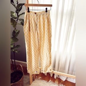 Ilana Kohn Check Plaid Yellow White High Waisted Pants Cotton Medium Beach